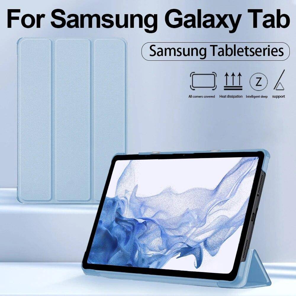 Läderfodral till Samsung Galaxy Tab 12.4 S7 FE S7 S8 S9FE Plus S6 Lite A7 A8 Flipfodral Silikon Mjukt stötsäkert skyddsfodral svart