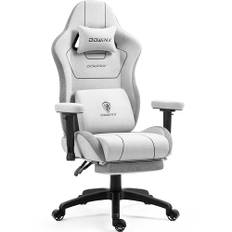Dowinx Gamingstolstyg med fickfjäderkudde, mjuka armstöd ergonomisk gamingfåtölj med massagefunktion, PC kontorsstol stor och hög med fotstöd XXL, grå