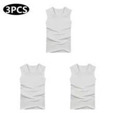 3pcs White Men&#39;s Sleeveless Compression Muscle Tank Top Workout Shirt - White - L,M,XL,XXL,XXXL