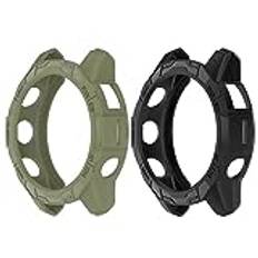 Chofit fodral kompatibla med Garmin Epix Pro Gen 2 47 mm/Fenix 7 Pro/Fenix 7 fodral, TPU skyddsfodral fodral klocka ram skydd skal tillbehör (svart + grön)