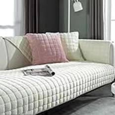 TAUIANE Sofa Slipcover Corner 3/2/1/4 Seater Sofa Cover L Shape Couch Cover Velvet Thick Sofa Protector Washable for Sectional Couch,10 white,90 * 240cm