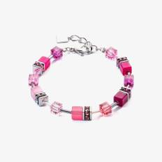 Coeur De Lion GeoCUBE Iconic Viva Magenta Pink Crystal Bead Bracelet 2838/30-0422