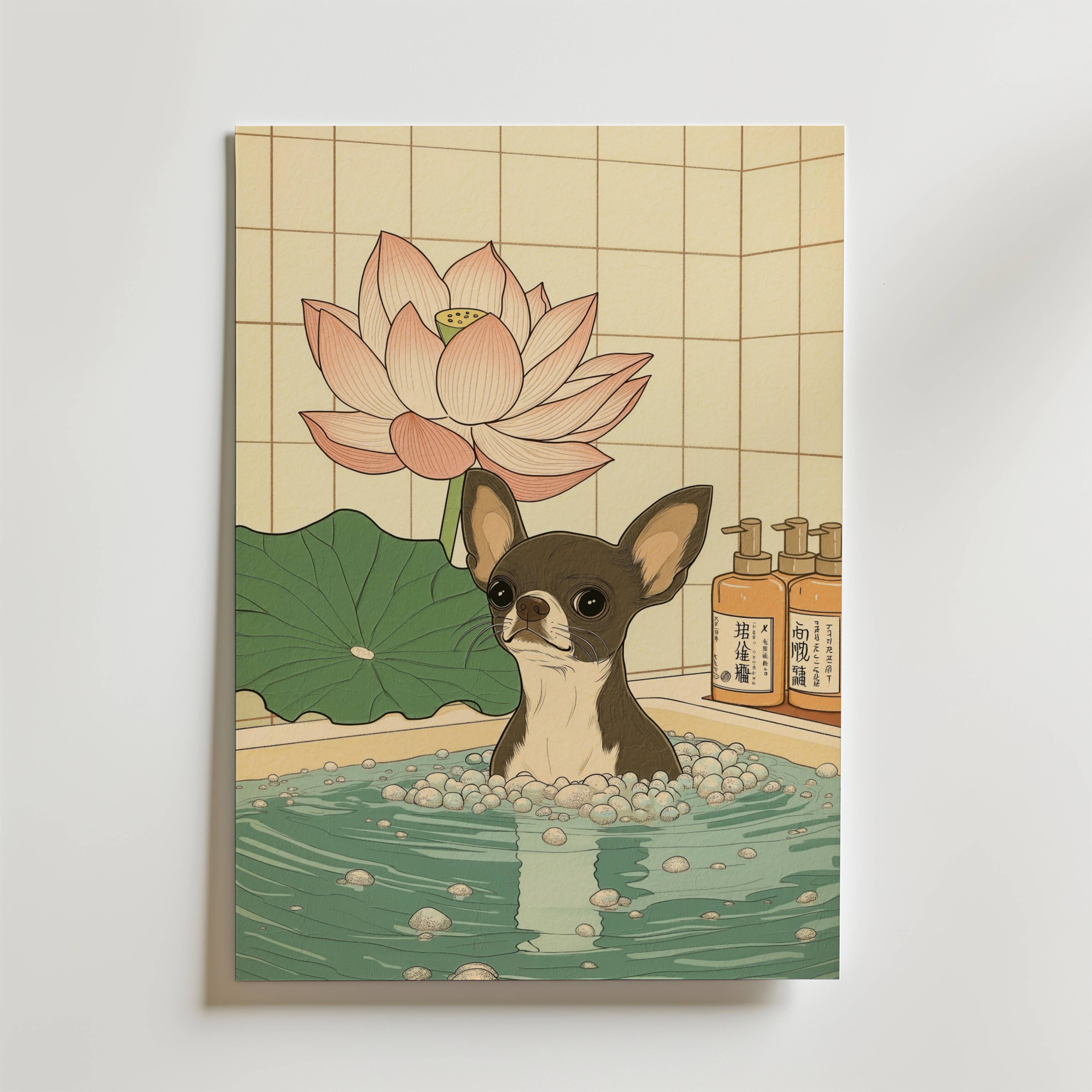 Chihuahua In Lotus Spa Poster - Fine Art Poster 30x40 cm