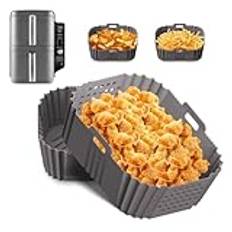 FJNATINH 2 stycken luftfryer tillbehör för Ninja Double Stack XL SL400EU 9,5 l, återanvändbara Ninja Airfryer tillbehör (grå)