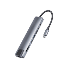 USB-C Multi Hub 8-i-1 med 4K HDMI, Ethernet, USB 3.0 og Kortlæser