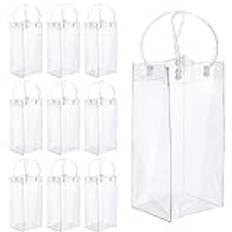 10 stycken genomskinliga flaskkylare, flaskkylare ispåse, PVC champagne ispåse, vin isväska med handtag för kall öl, vin, drycker, fest, utomhus, camping, kroppar