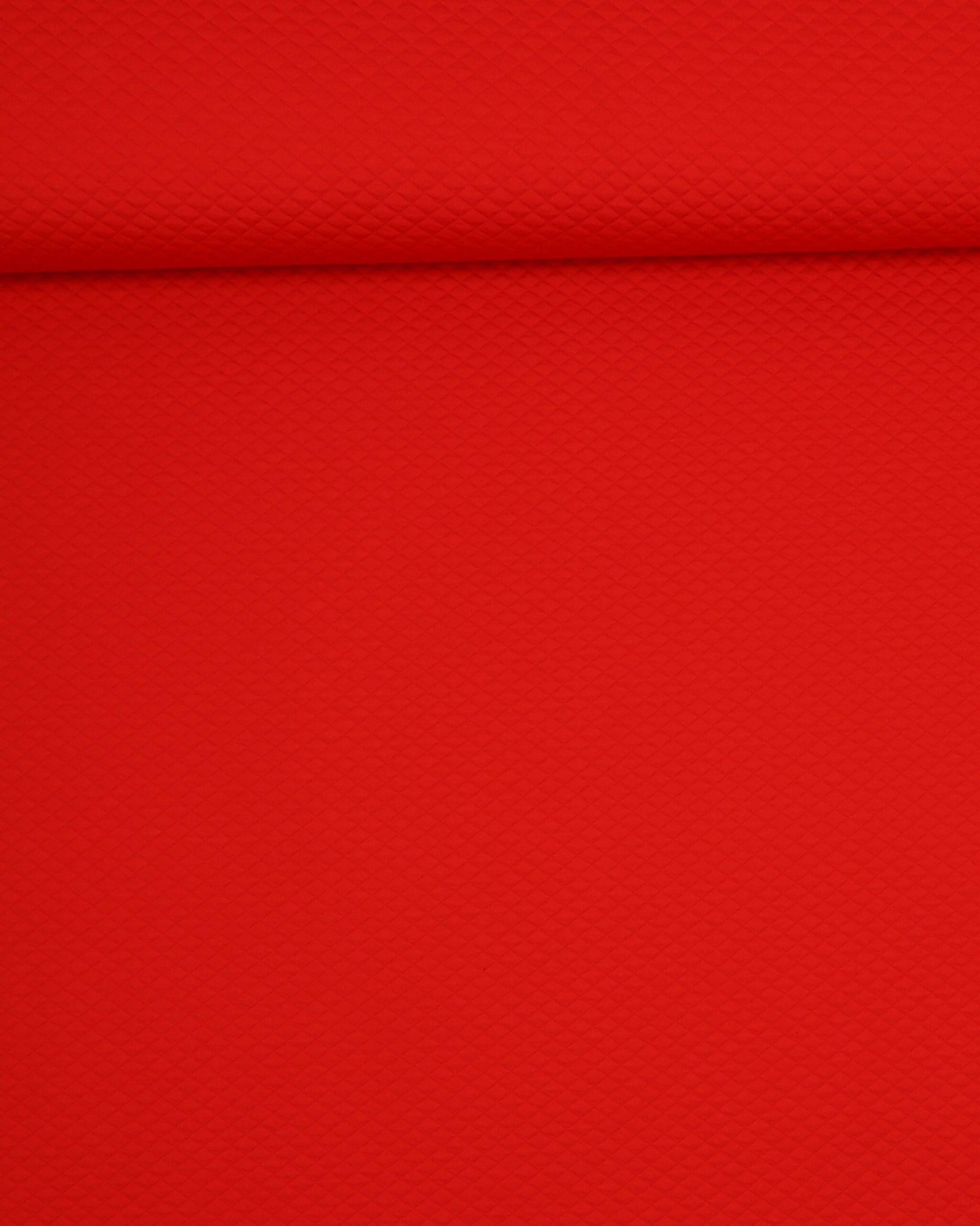 Rød - Tyndt vatteret stof - 2% Lycra, 38% Polyester, 60% Bomuld