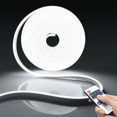 CHNMALITAI 5 V USB neon LED-remsa, 2 m vit neon LED-ljusremsa med dimbar fjärrkontroll för skåp, vitriner, justerbar, hyllor, akustisk paneele belysning