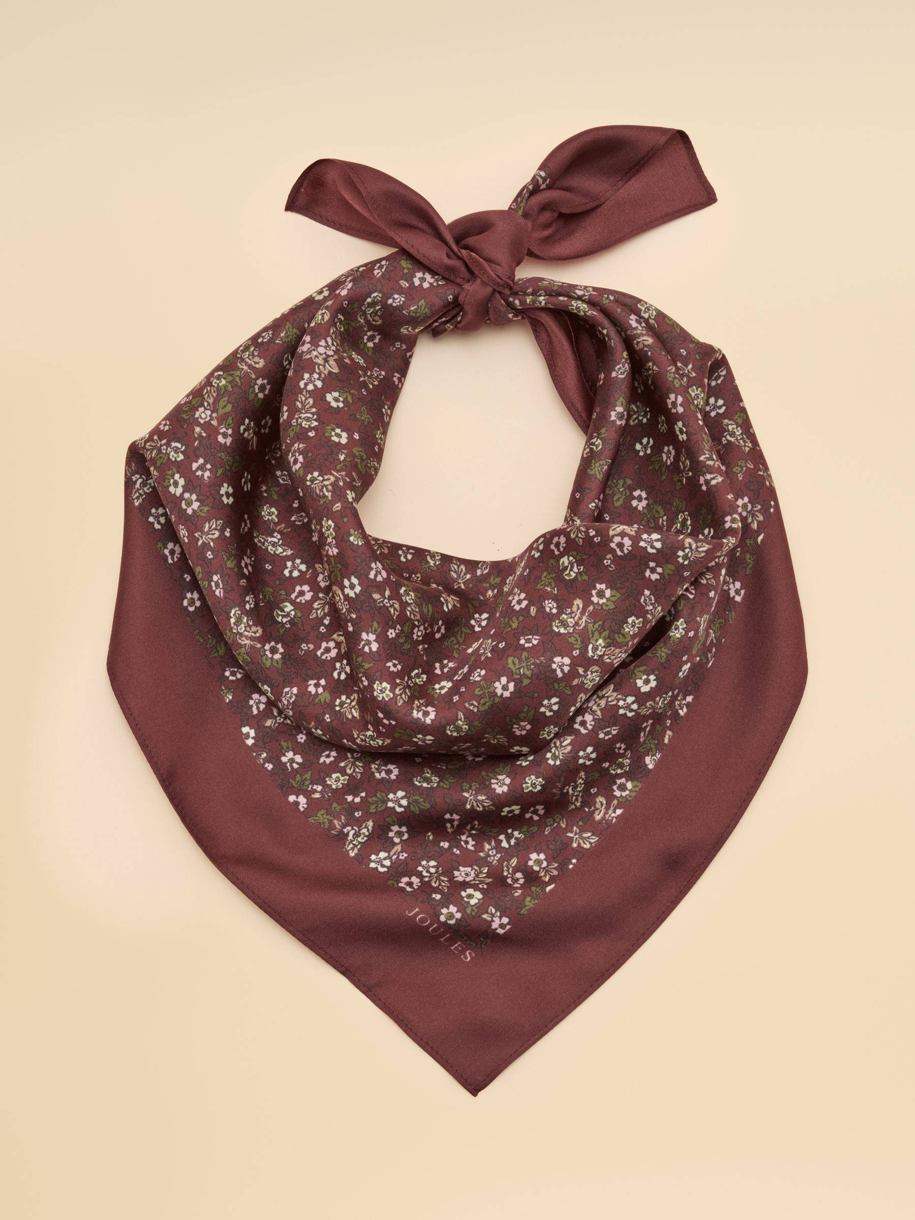 Joules Joules Elsie Red Ditsy 100% Silk Square Scarf