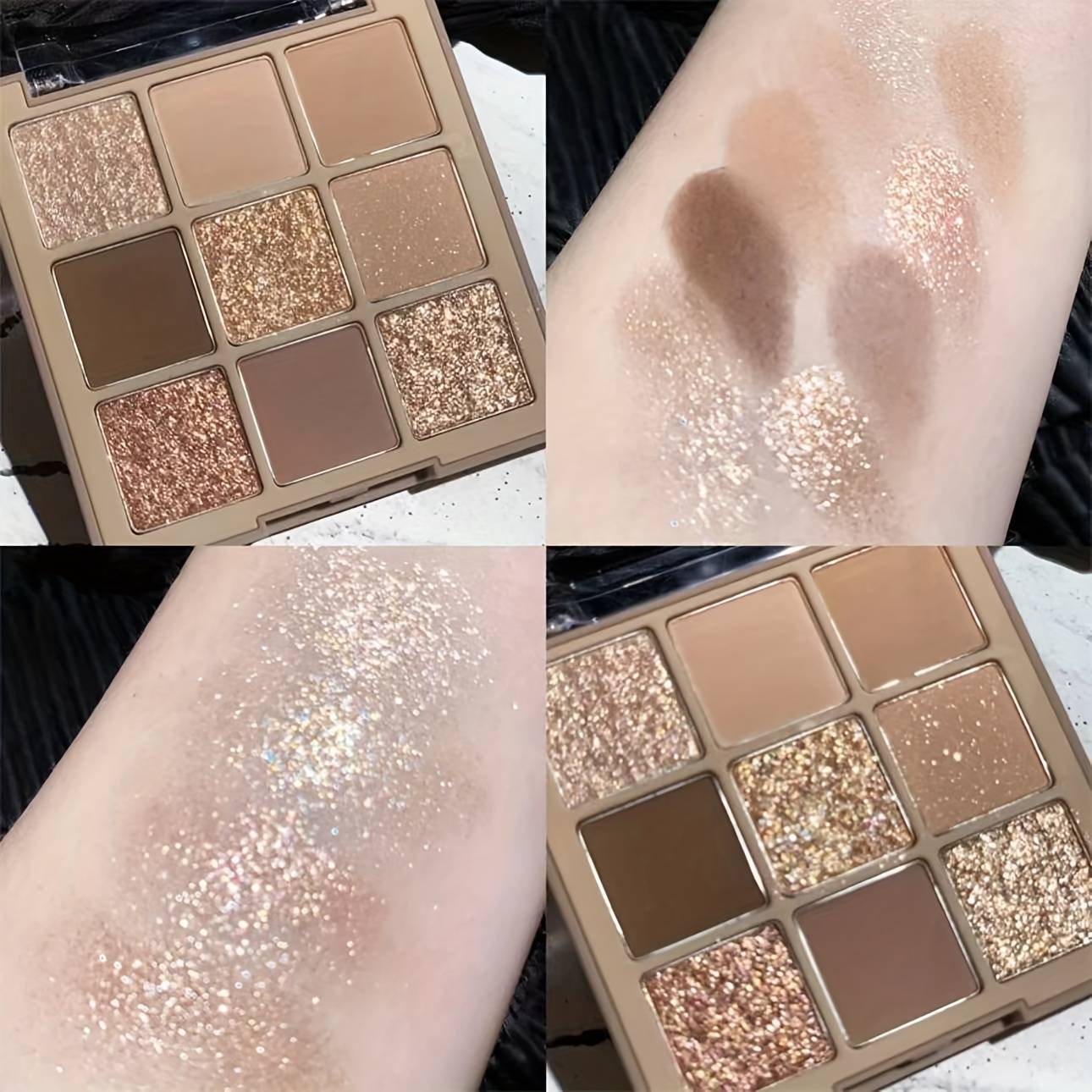 TEMU 9-shade Eyeshadow Palette - Matte & Shimmer , Brown Nude Multicolor Tones For Stunning Eye Makeup
