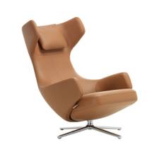 Vitra - Grand Repos Low, Aluminium Polished Base, Back/Seat Leather Premium L40 Umbra Grey - Lænestole - Antonio Citterio - Grå - Ned/Læder/Metal/Skum/Plast