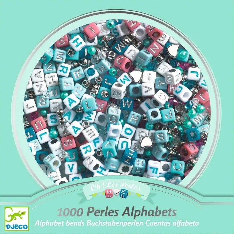 Djeco fancy beads alphabet, silver