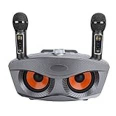 Bärbar karaokemaskin för vuxna och barn, 2 × 15 W uppladdningsbar Bluetooth 4.2 högtalare med 2 trådlös mikrofon, stöd för Bluetooth/litet minneskort/USB/AUX/FM/Karaok(Pistolens färg)