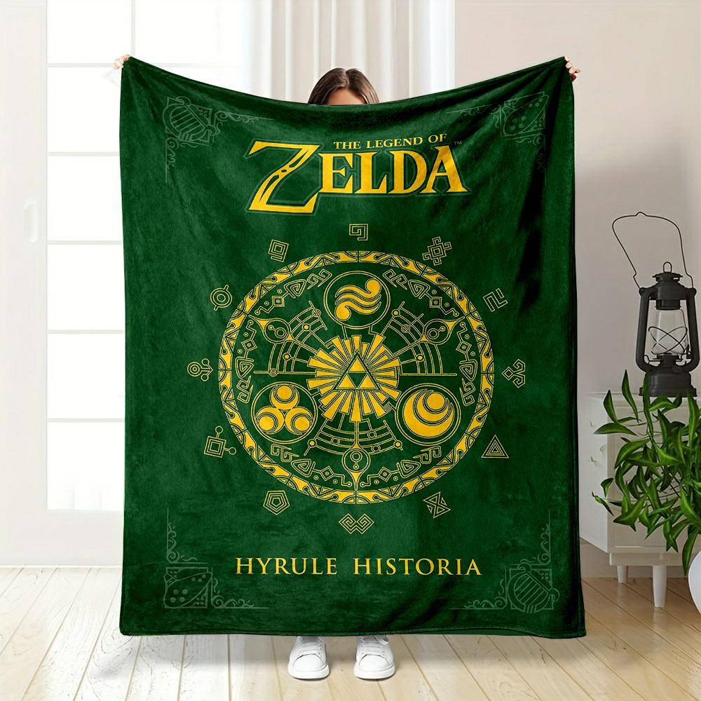 The Legend of Zelda Hyrule Design Mönstrad flanellfilt perfekt för sovrummet vardagsrummet, soffan, eller en liten tupplur