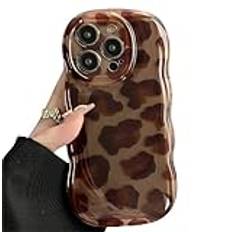 Leopardtryck fodral för iPhone 15 14 13 12 11 pro max snyggt bärnstensbrunt fodral för iPhone med justerbart armband för kvinnor (12, leopard A)