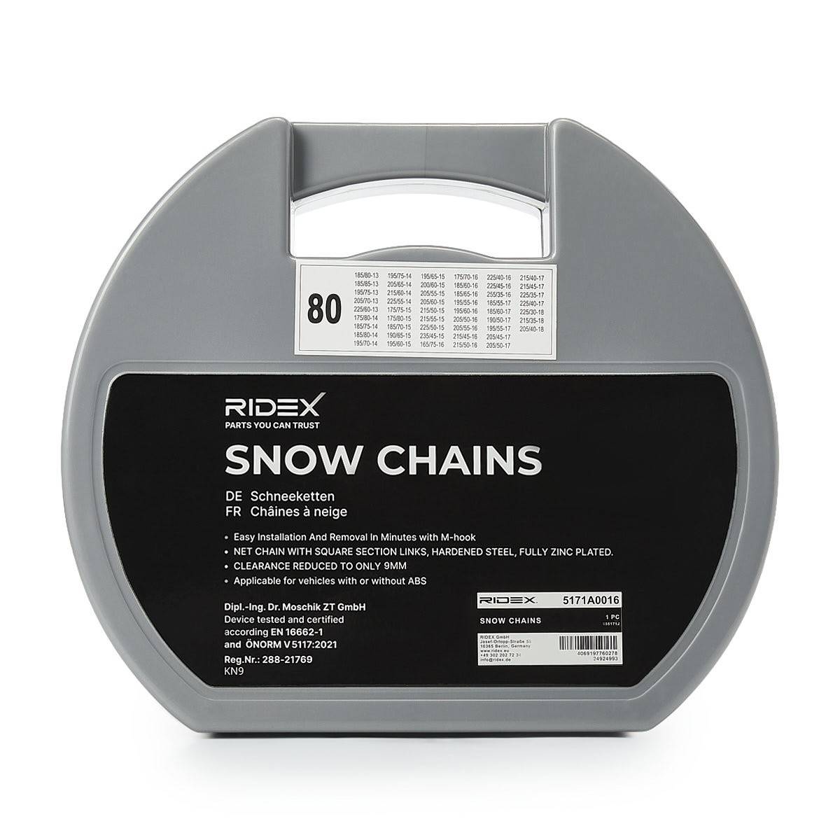 RIDEX 5171A0016 Snekæder