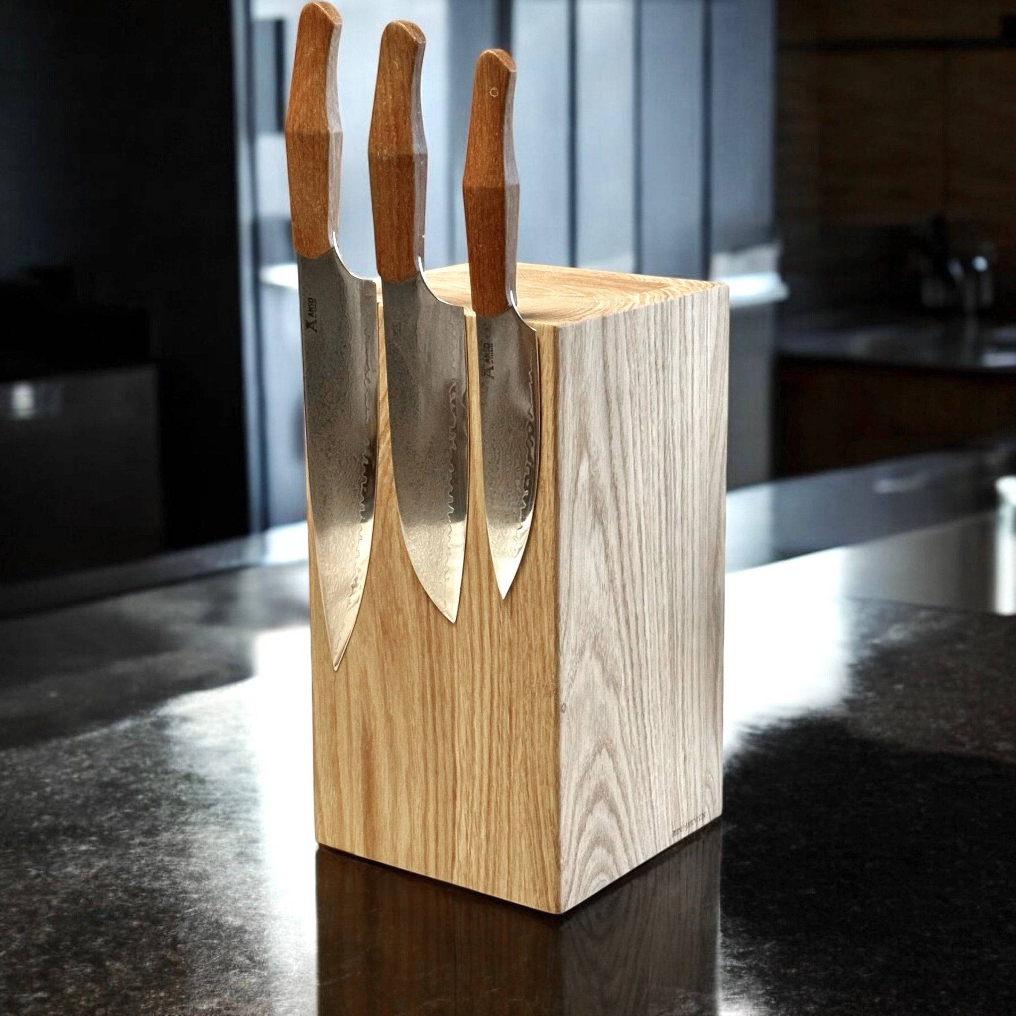 Nordic – square magnetic knife block in multiple sizes - Smoked oak / For 12 knives, 15x15 cm