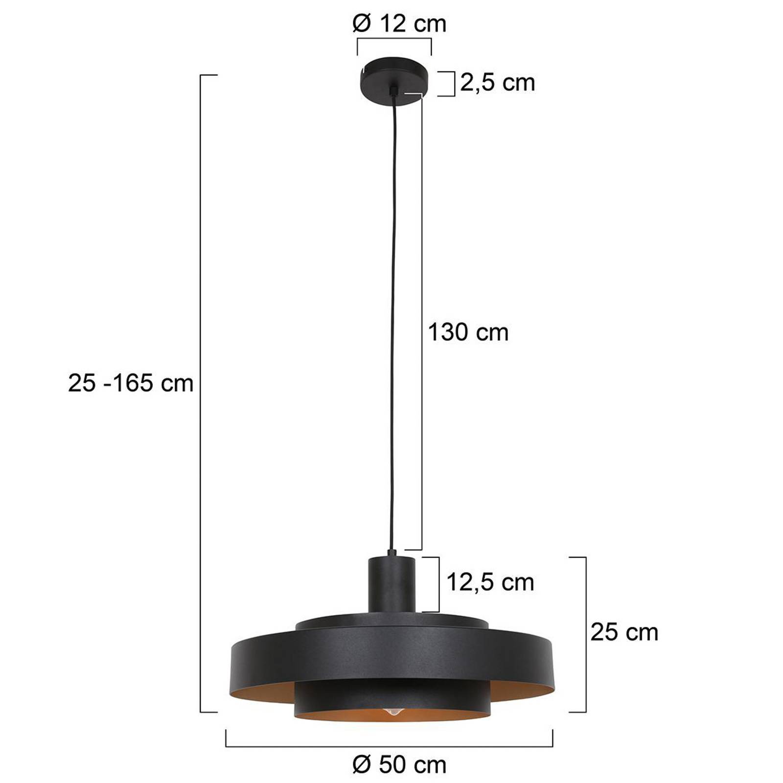 Steinhauer Hänglampa Flinter, dimbar, Svart, Vardagsrum / matsal, Metall, Modern, Pendellampa
