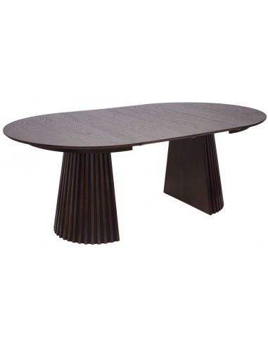 Rundt spisebord med udtræk i MDF og egetræsfinér Ø120 x 120 - 160 - 200 cm - Røget eg