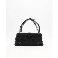 CHANEL CC Checkered Velvet Shoulder Bag - Black (19x32x12 cm)