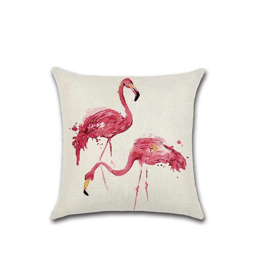 (E)18 Inch Summer Flamingo Throw Pillow Case Sofa Bed Home Decor Cushion Soft Cover