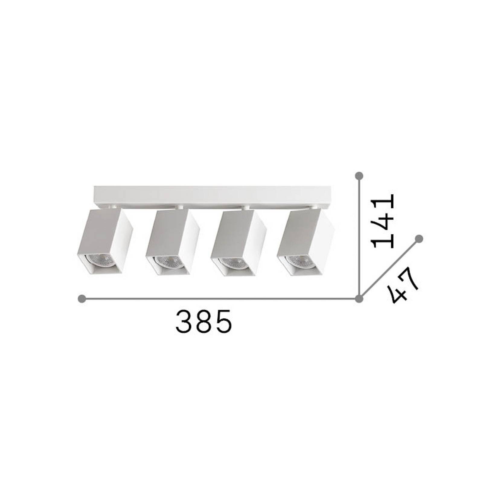 IDEAL LUX takspotlight Dynamite Square svart 38 cm 4 lampor, Svart, Vardagsrum / matsal, Metall, Modern, Downlights