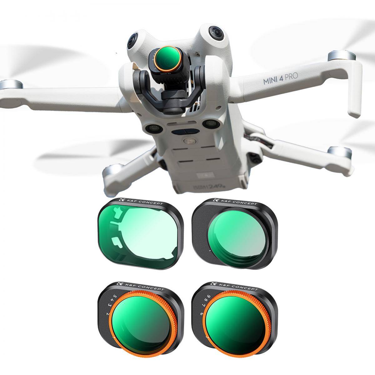 KENTFAITH VND + UV +CPL Filter Kits For DJI Mini 4 Pro 4 Pack ND2-32 (1-5 Stops) + ND32-512 (5-9 Stops) + CPL + UV Lens Filter with 28 Layers of Nano-coating