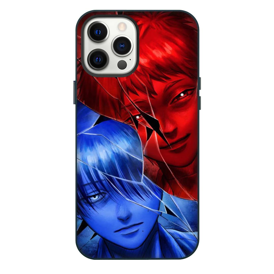 The Summer Hikaru Died Phone Case For iPhone Samsung Galaxy Pixel OnePlus Vivo Xiaomi Asus Sony Motorola Nokia - Yoshiki Tsujinaka And Hikaru Indo Red And Blue Crack Portrait.