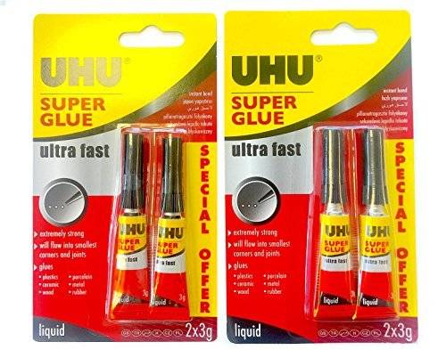 4 x UHU superlim – extra stark – ultrasnabb – 3 g rör (2 tvillingförpackningar)