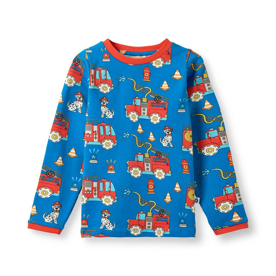 Elstar langærmet bluse med brandbil - Brilliant blue / 2-3