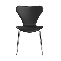 Fritz Hansen Serie 7™ 3107 Fuldpolstret Soft Læder | Sort - Sort, Forkromet stål