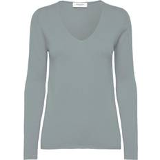 Rosemunde Wool & Cashmere Vneck Dam Långärmade T-shirts Stl. XL - Från Magasin - Blå (XL)