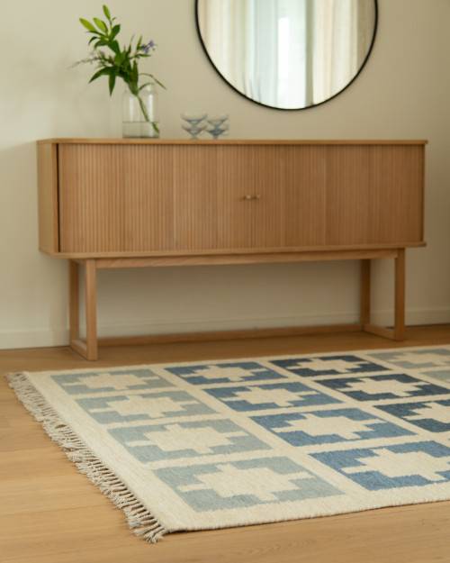 Dvala ocean - handvävd ullmatta 180 x 270 cm - Blå (180 x 270 cm)