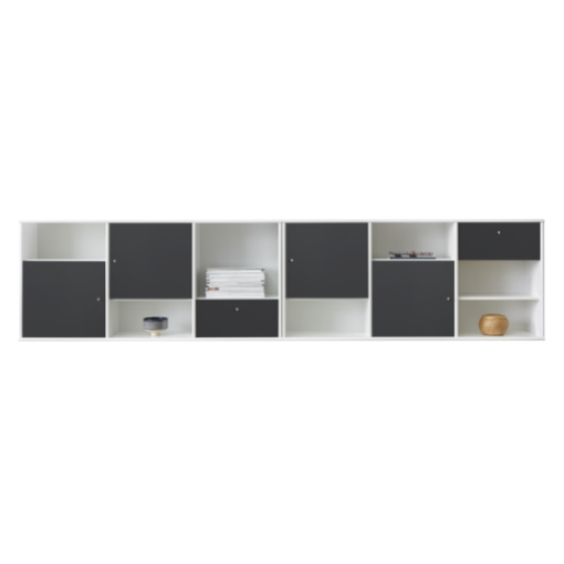 Mistral Reolsystem - Snehvid m. antracit 266 cm x 61 cm x 42 cm | Møbelsalg.dk