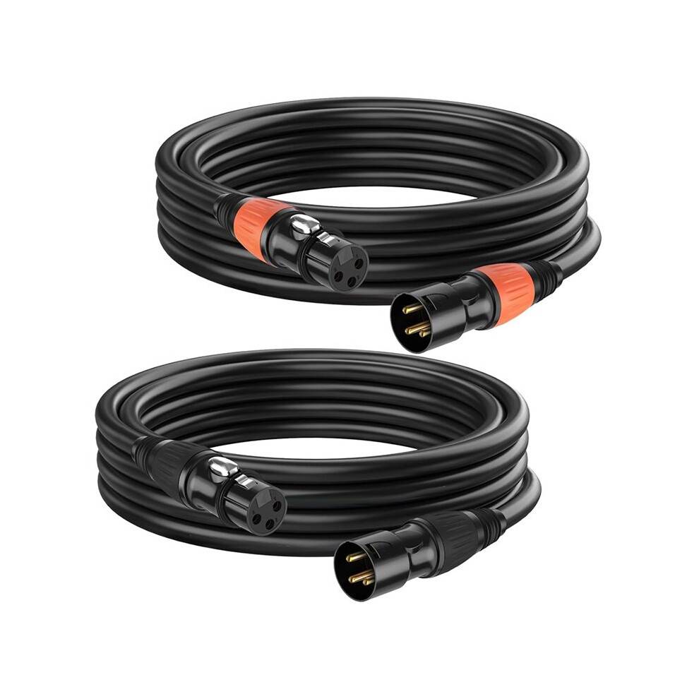 2 Pack 10ft DMX512 Cable, 3Pin Gold Plated XLR Male to Female Cables, for Microphone, Mic Mixer, Band and More