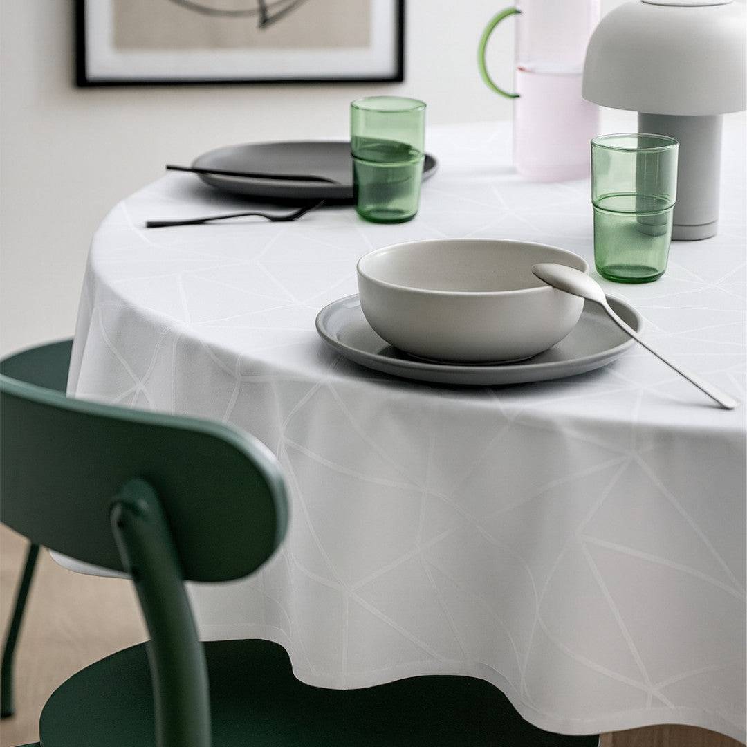 Engholm Tilde Rund Damask dug, hvid Ø 180 cm