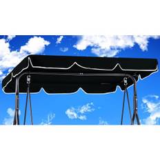 Ersättningstak för trädgårdsgungor 210 x 145 cm vattentätt, vindtätt trädgårdsgungtak, ersättningsskydd för parasoll, polyesterduk (210 x 145, svart)