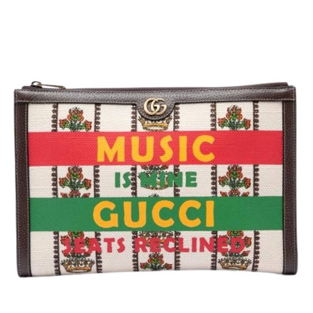 Gucci Vintage Pre-owned Printed Canvas Clutch - Vintage - Dame - Flerfarvet - ONE SIZE - Læder