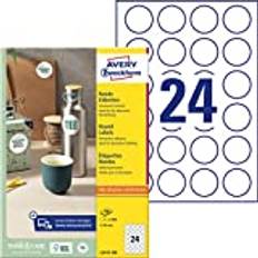 AVERY Zweckform L3415-100 runde Etiketten (zum Bedrucken, selbstklebend, Ø 40 mm, A4, 2.400 Aufkleber auf 100 Blatt, Klebepunkte zum Kennzeichnen von Unterlagen, Produkten) weiß