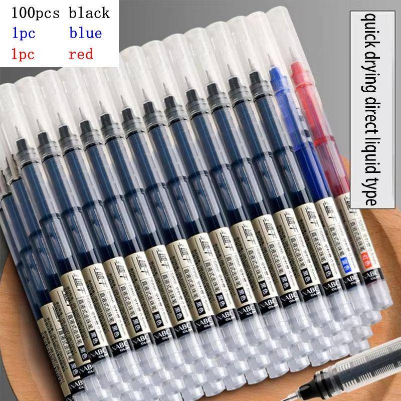 Gel Pens Set: 3-100pcs Black/Blue Large Capacity Smooth Writing for Office & School Quick-Drying Ink Stationery Supplies