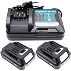 2 x BL1021B batteri med laddare DC10WD för Makita BL1021B BL1016 BL1041B 197339-1 197406-2 BL1040 BL1040B BL1015B 10.8V& 12 V batteri 20000 mAh