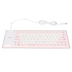 Portable Soft Silicone Keyboard, Foldable Flexible Keyboard, Roll Up Silent Soft Keyboard for PC Notebook Laptop (redness)