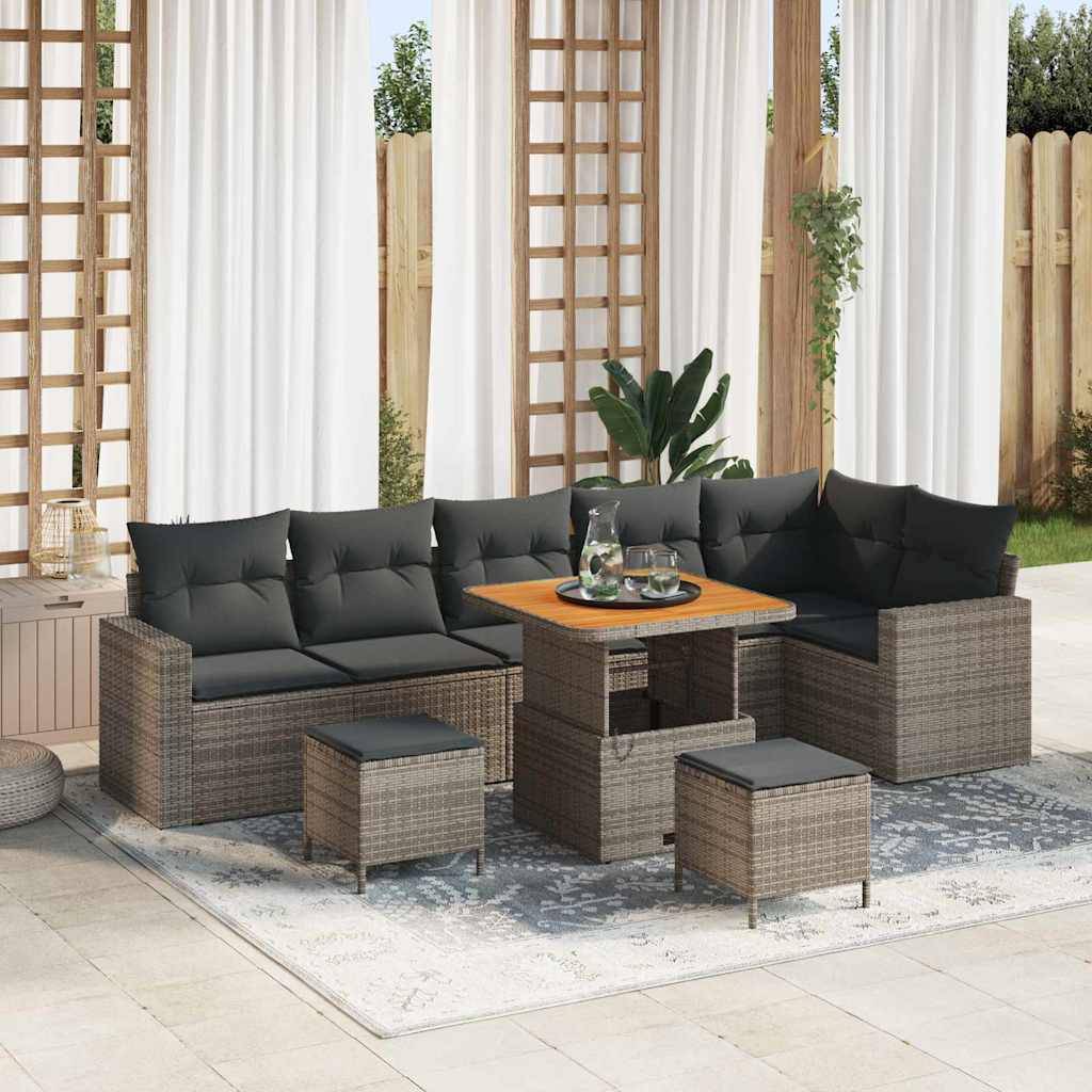 vidaXL Havesofa Sæt 11 stk. 7-Antal sæder Grå polyrattan