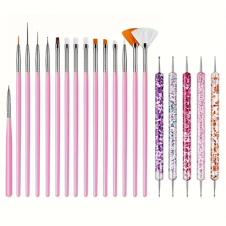 TEMU 20pcs Nail Art Brush Set: Dotting Pen, Gel Nail Art Pen, Liner Pen, Floral Brush, Beginner's Nail Brush Kit