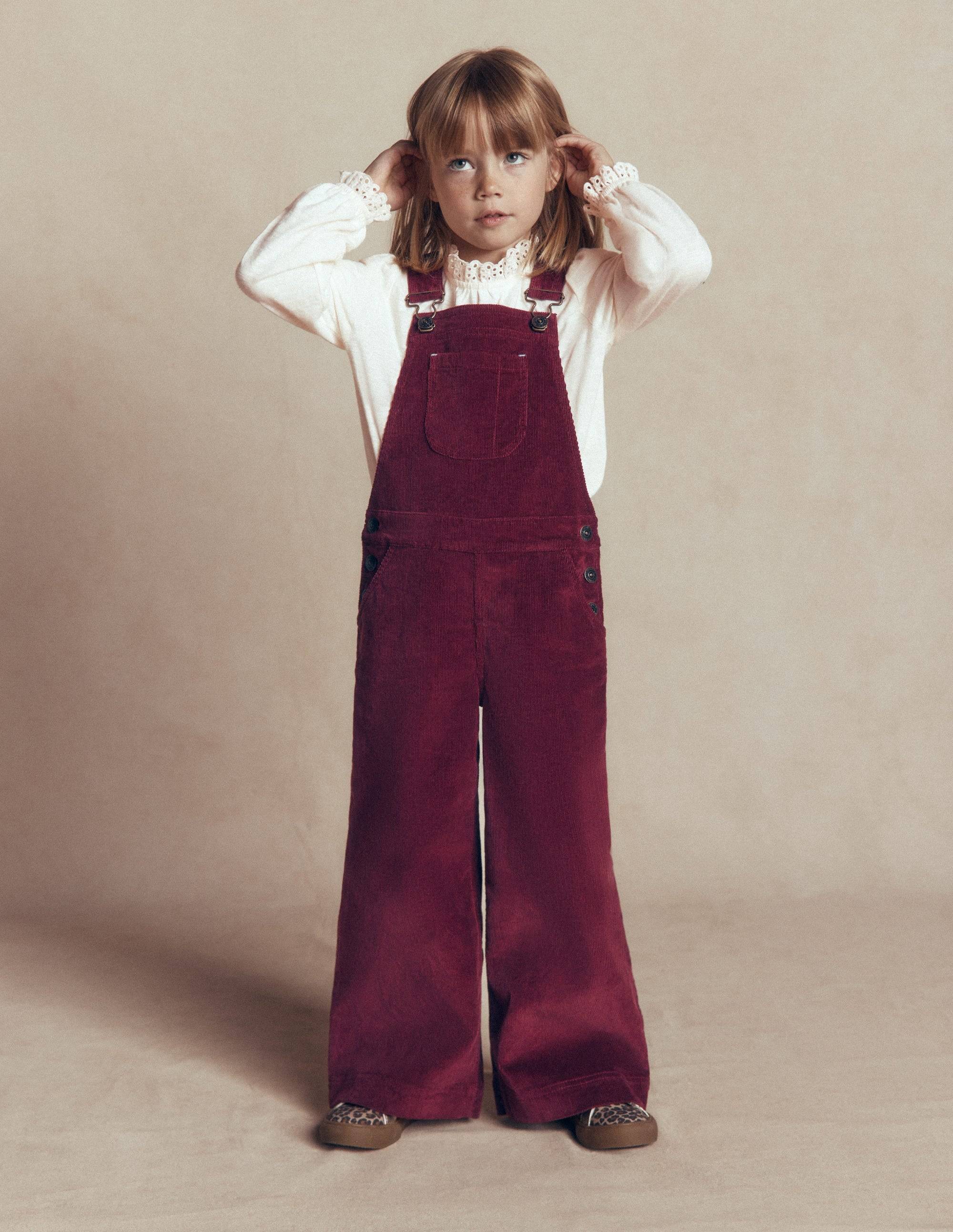 Boden Girls Wide Leg Dungarees in Purple | Size 4-5 Years