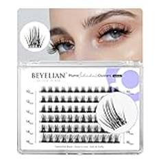 BEYELIAN Lash Clusters, 72 Pcs Individual Cluster Lashes, 10-16mm C Curl DIY Eyelash Extension Super Thin Band Resuable Soft Glue Bonded Lash Extensions (Style5 0.07 Mix Black Band)