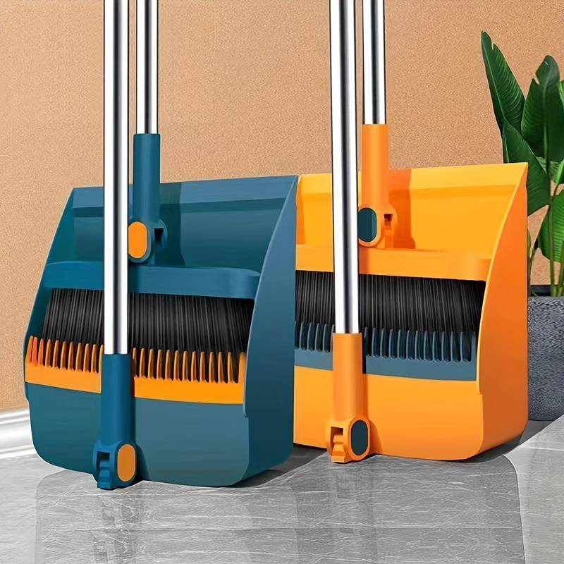 TEMU 2pcs/set, Thickened Multifunctional Broom Dustpan Floor Brush Set, New Upgraded 48.8in/37.9in Hair Extended Broom Sweeping, Suitable For Office Home Kitchen