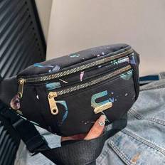 Fashion Ladies" Waist Bag Shoulder Crossbody Bag Gold Foil Coin Purse Chest Bag Outdoor Multifunctional Women Bag, Preppy Bum Bag For The First Day Of - Black