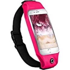 moex Löparbälte mobiltelefon för Fairphone 3/3 Plus löpväska jogging väska vattentät, smalt löpbälte flexibelt med visningsfönster, löprem för jogging magväska sport – rosa