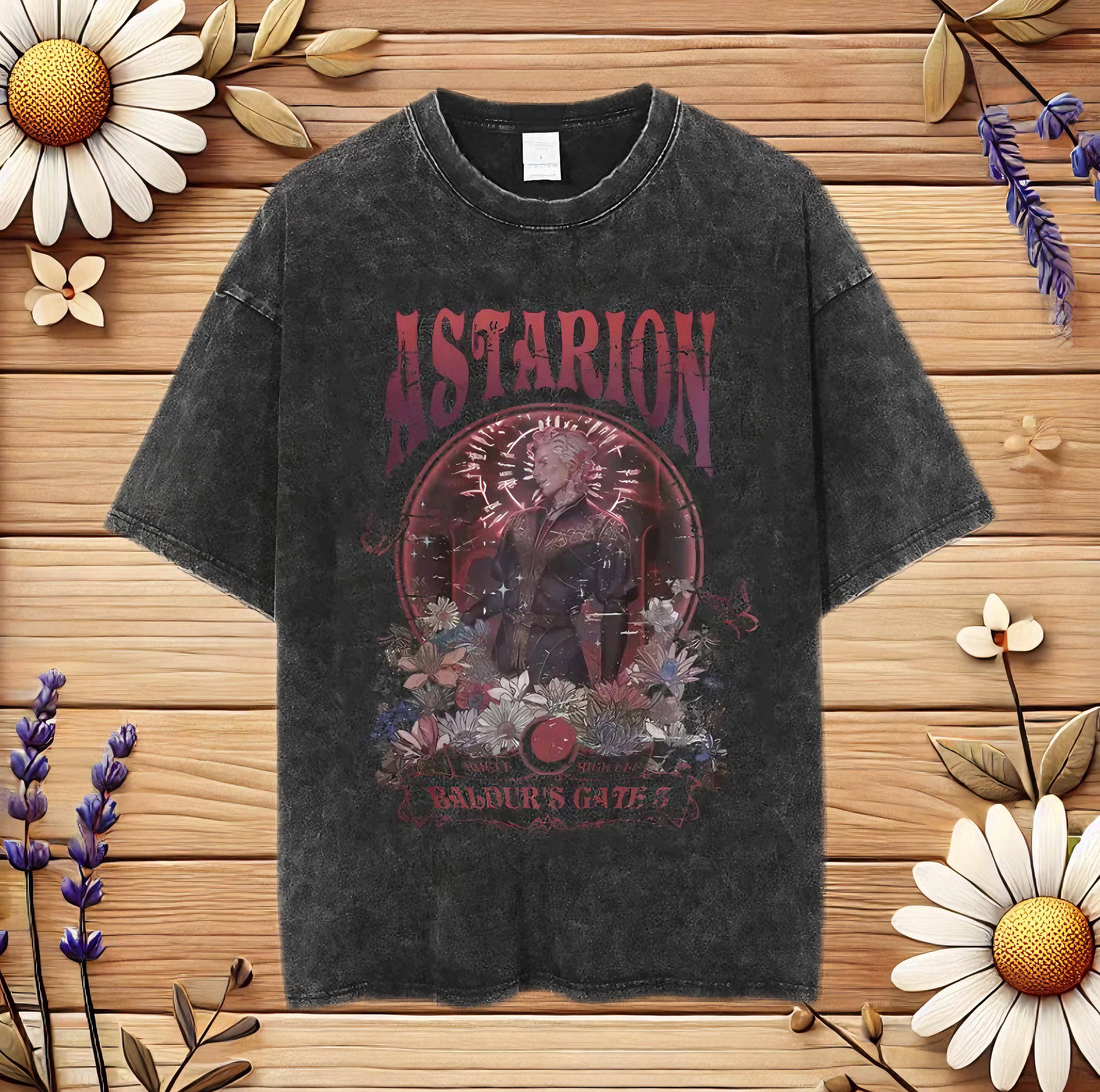 Astarion T-Shirt: Baldur's Gate 3 Inspired Washed Gothic Tee cm